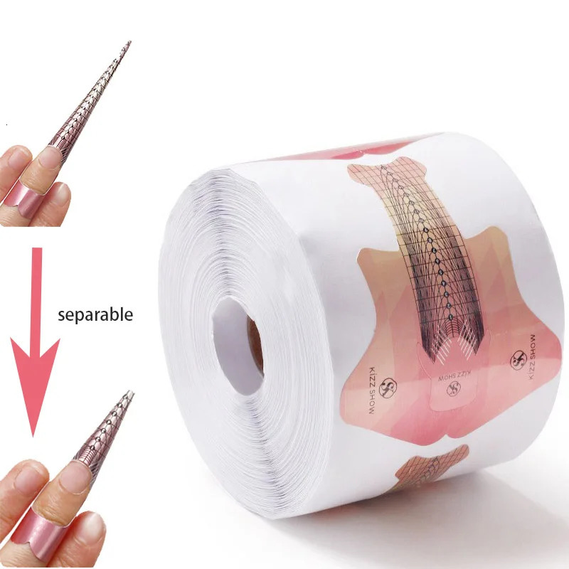 100pcs French Nail Form Tips Pink Nail Extension Art Tools For Nails Gel Extension Sticker Acrylic Manicure Paper Holder 240625