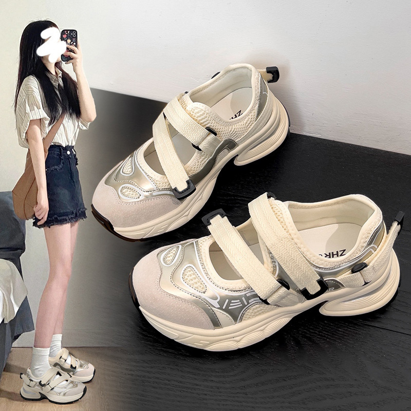 Bottom Hollowed Thick Out Breathable Father Sandals Female Summer New Wear Velcro Sports Ddmysaturn