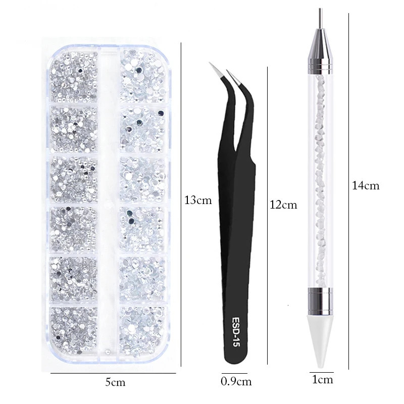 3-piece/set nail art Accesorios multi size Rhinestone 3D crystal DIY decoration glitter crystal rivet gemstone 3D nail products 240625