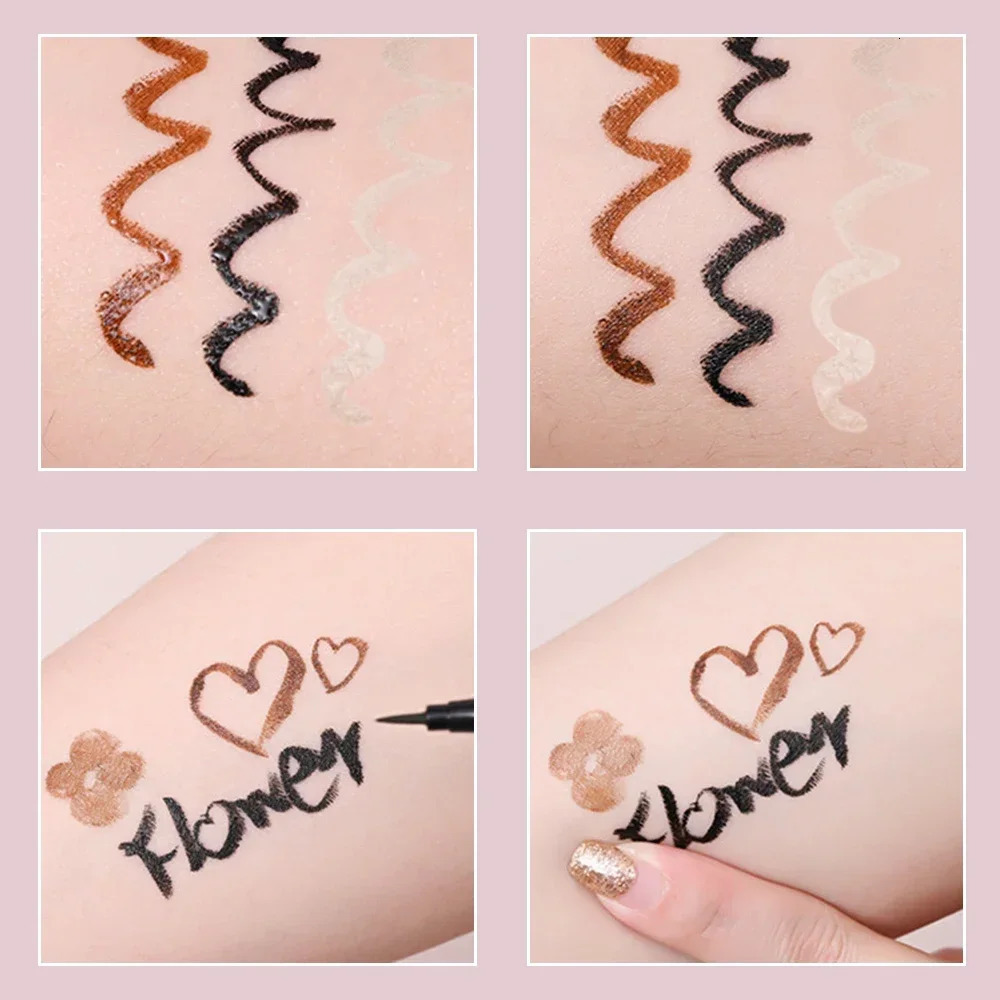 Waterproof Quick Dry Liquid Eyeliner Lying Silkworm Eyelash Pen Long-lasting Black Brown Eyeliner Pencil Beauty Eyes Makeup Tool 240625