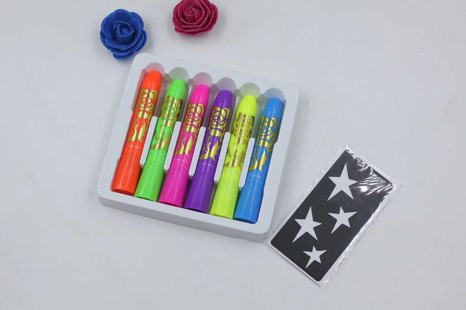 6Pcs Face Paint Crayon Vibrant Color Neon Body Paint Stunning No Odor Makeup Painting Face Body Paint Glow Stick Party Supplies 240626