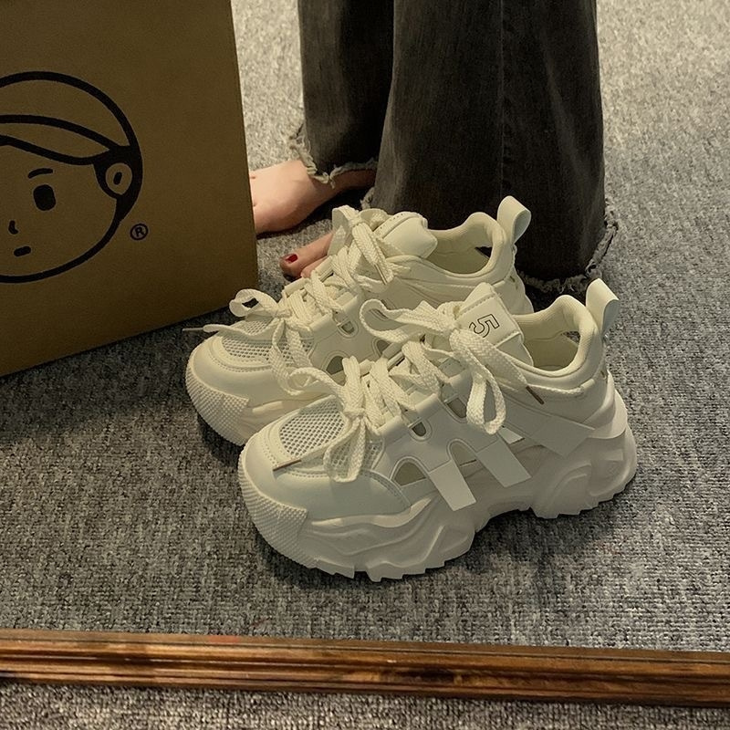 Mesh Dad 2024 Spring Summer New Versatile Lightweight Small Tall Thick Sole Casual Sports Shoes for Women c4c8