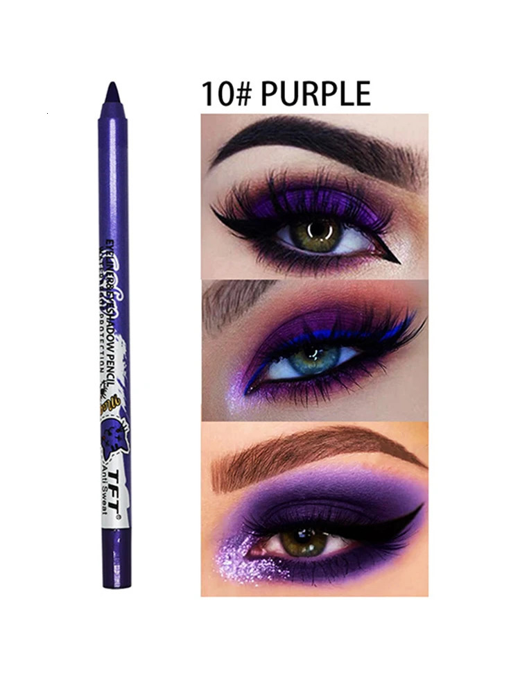 Quick-dry Eyeliner Pencil Colorful Long-lasting Eye Liner Pen Waterproof No Blooming Blue Pink Cosmetics Tools 14 Colors 240625