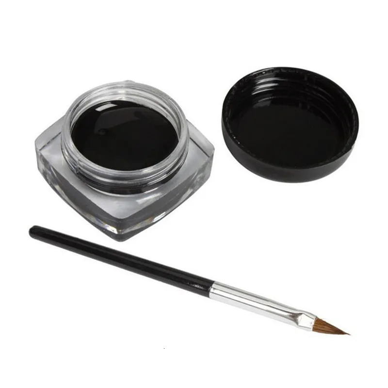 Black Eyeliner Cream Waterproof Beauty Cosmetics Long Lasting Eyeliner Gel Eyeshadow Makeup Tools With Brush Set Eye Liner 240626