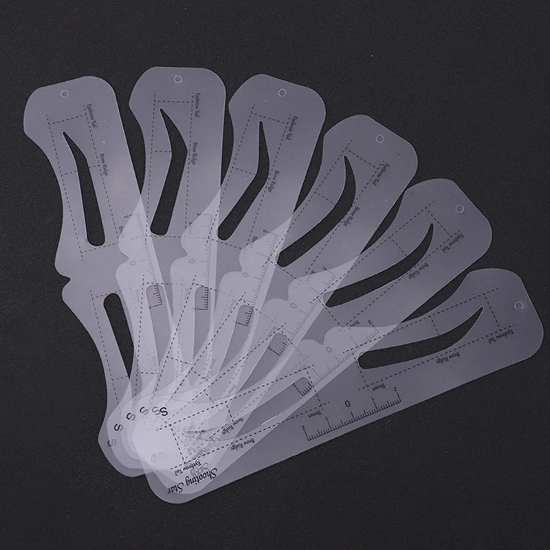 The Fixed PVC Eyebrow Shaper Template Can Be Reused With High-quality Stickers For Elegant Eyebrow Makeup Tools 6PCS 240625
