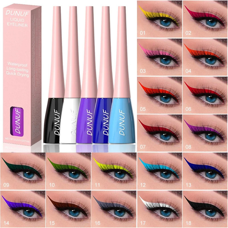 18 Colors Matte Colorful Liquid Eyeliner Pencil Waterproof Lasting Makeup Liquid Eye Liner Blue Green Yellow Eyes Cosmetics Pen 240625