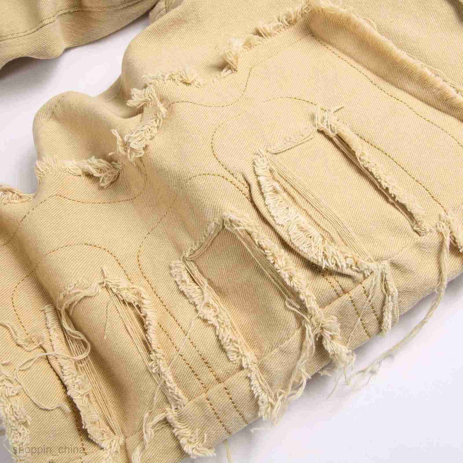 Men's Shorts New summer Male casual denim pants with torn holes trendy shorts with scraped and tattered beggar shorts