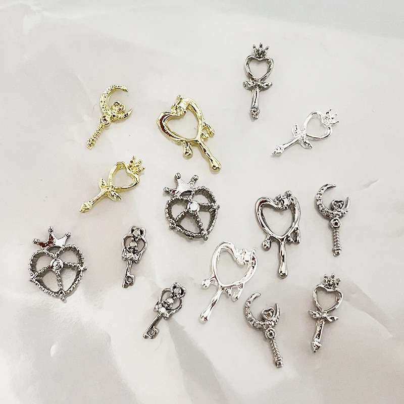 50 pieces of retro Japanese nail charm parts mixed style heart bow accessories nail tip materials DIY nail art decoration 240625