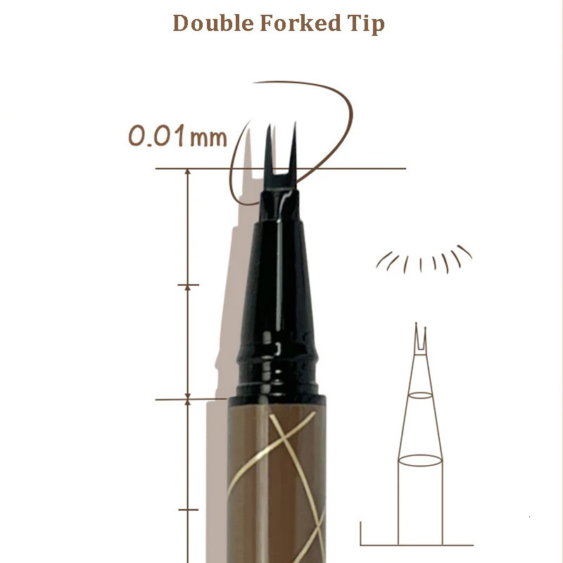Double Forked Tip Liquid Eyeliner Lower Eyelash Pen 2 In 1 Quick Dry Smooth Ultra Fine 2 Points Eye Liner Lower Lash Pencil 240625