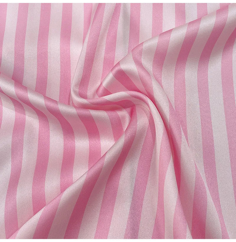 Womens Summer Pajama Set Pink Stripe Ice Silk Pajamas Womens Home Set Pajama Set Wholesale 240617