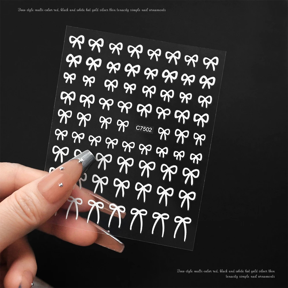 6 pieces of 3D cute bow shaped nail tip decorative stickers with bow shaped nails. Gold/Silver/Pink bow shaped nail charm adhesive slider 240625