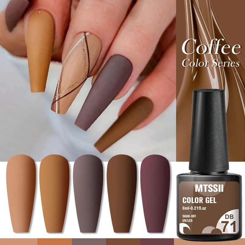 Mtssii 6ML coffee gel nail polish brown semi anent UV gel chocolate autumn winter soap nail art gel varnish 240625
