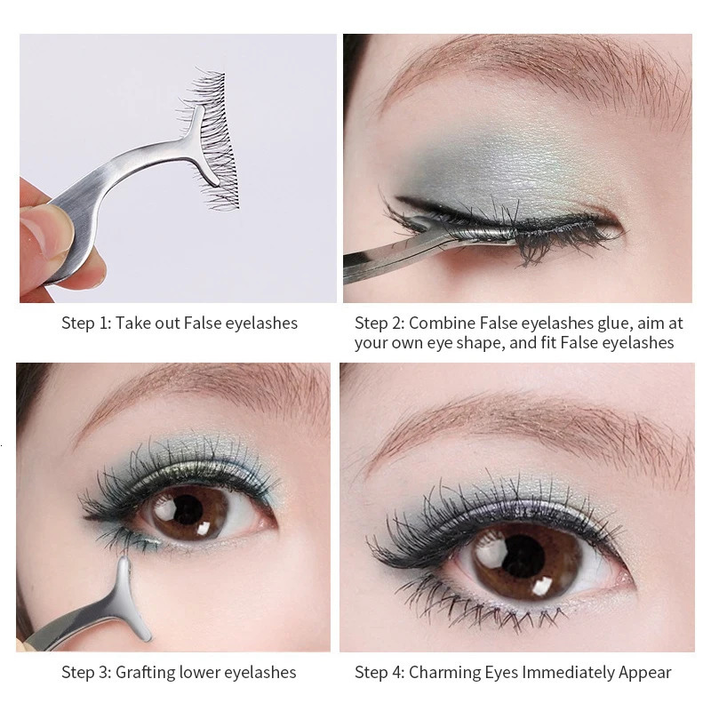 1 Pc False Eyelashes Tweezer Fake Eye Lash Applicator Makeup Tools Auxiliary Curler Mink Eyelashes Professional Tweezer Tools 240626