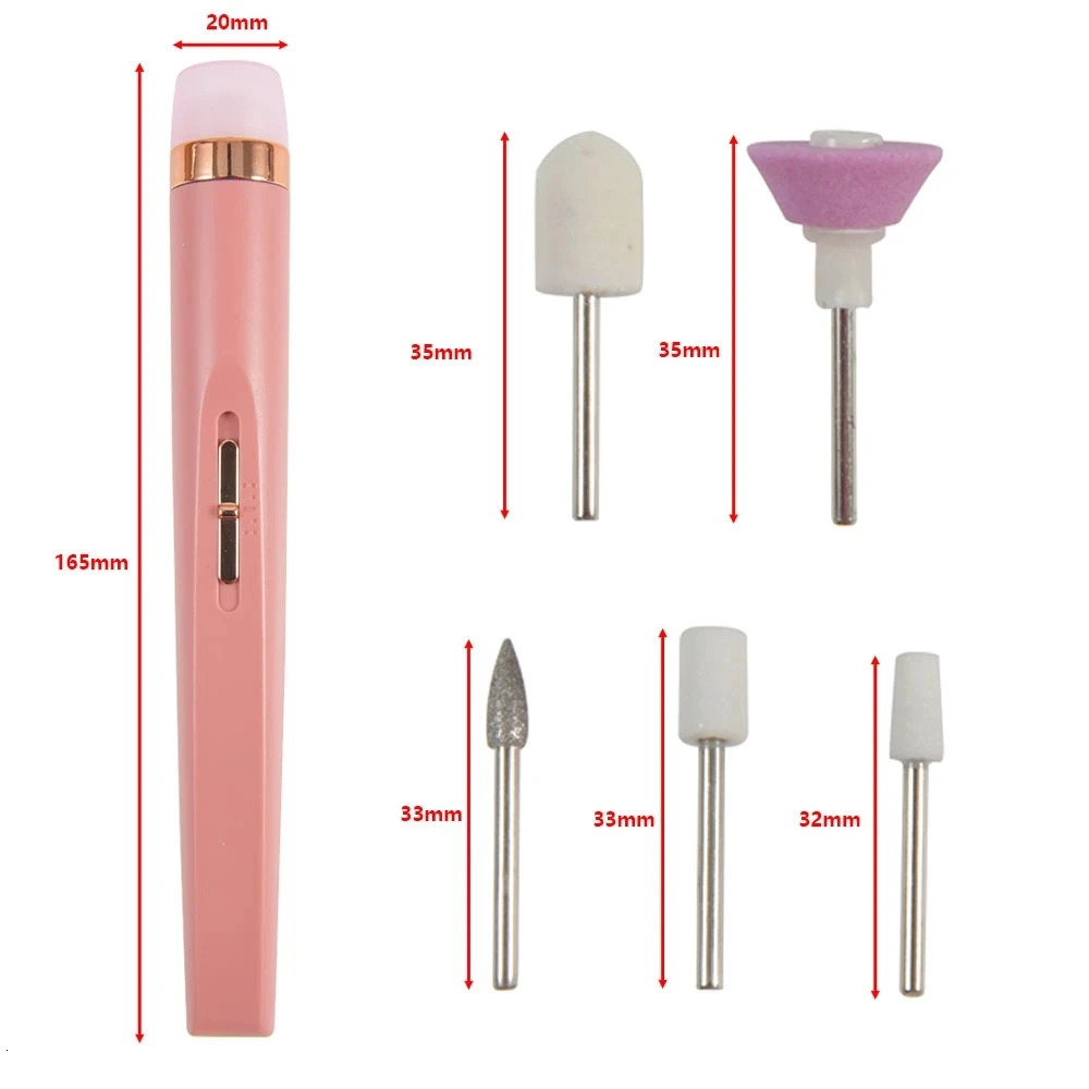 5PCS Ceramic Nail Polisher Portable Electric Nail Remover 3-speed Strong Motor High-speed Silent Not Shock Hand Manicure Tools 240625
