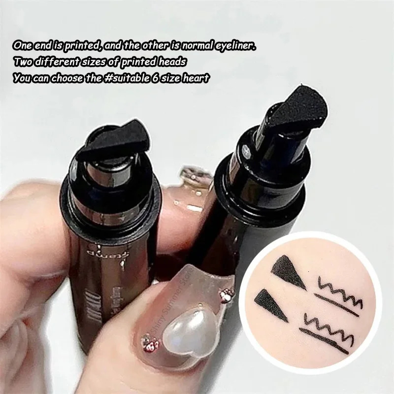 Black Double-ended Quick-drying Triangle Star Seal Eyeliner Pen Waterproof Lasting Non-smudge Liquid Eye Liner Pencil Cosmetic 240625