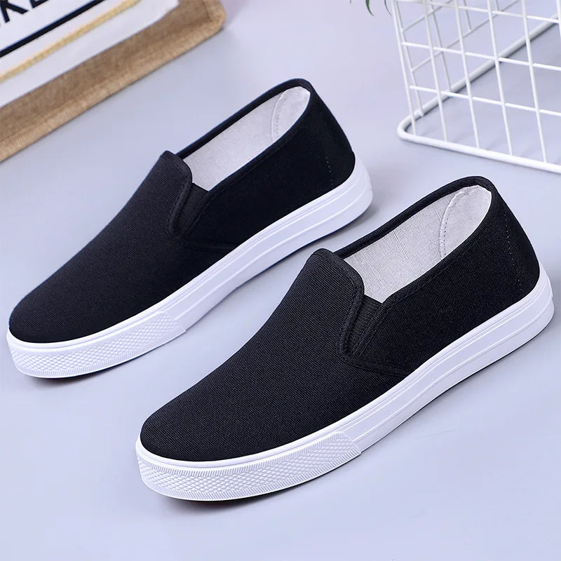 Women Canvas Flat Shoes Autumn Fashionable and Comfortable Wear Resistant Soft Soled White Canvas Women Slip on Work Shoes 240626