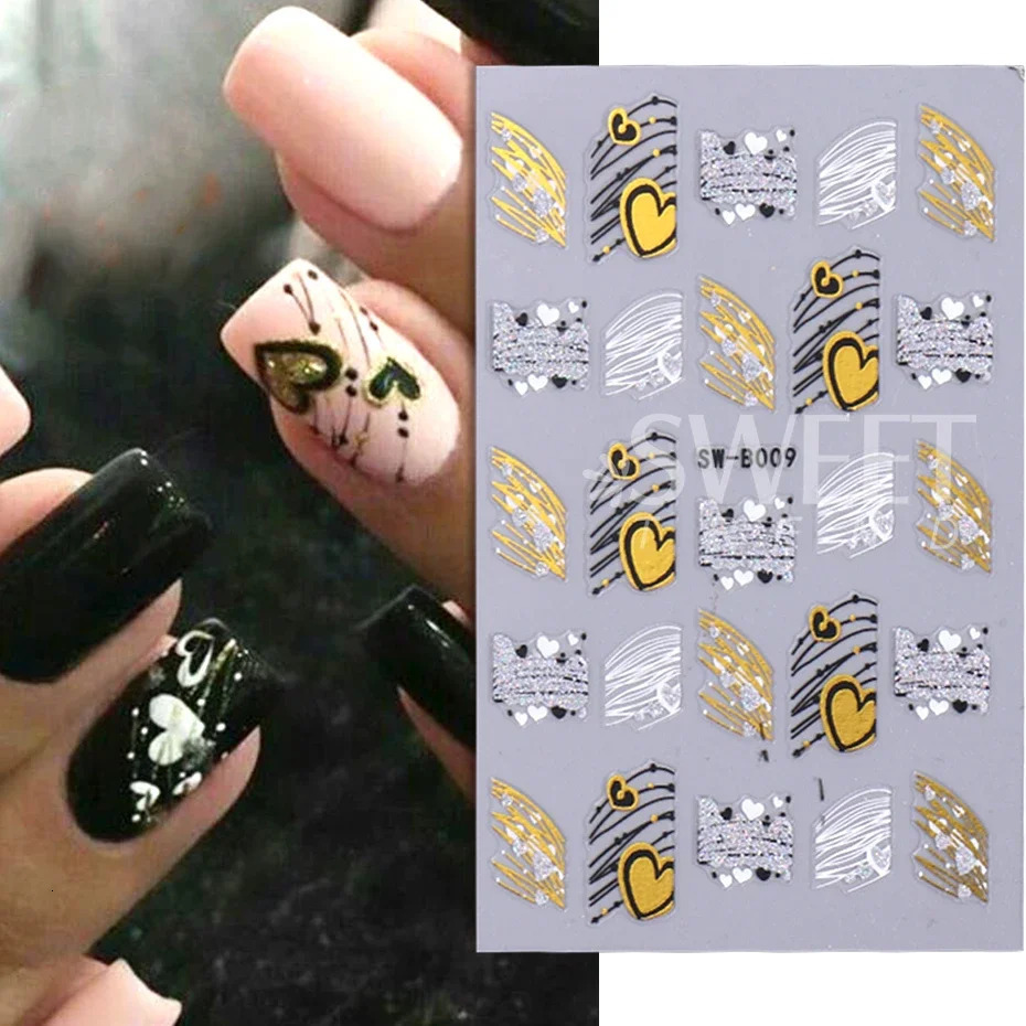 3D nail stickers flicker with beloved self-adhesive sliders nail art Valentines Day stickers DIY decorative accessories 240625