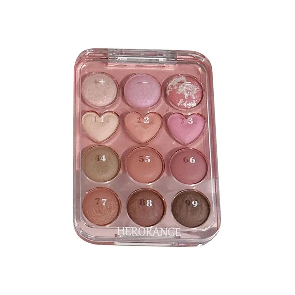 HERORANGE Calculator Love Eyeshadow Palette 12 Colors Matte Pearlescent Glitter Non-Flying Powder Earth Color Eyeshadow 240625