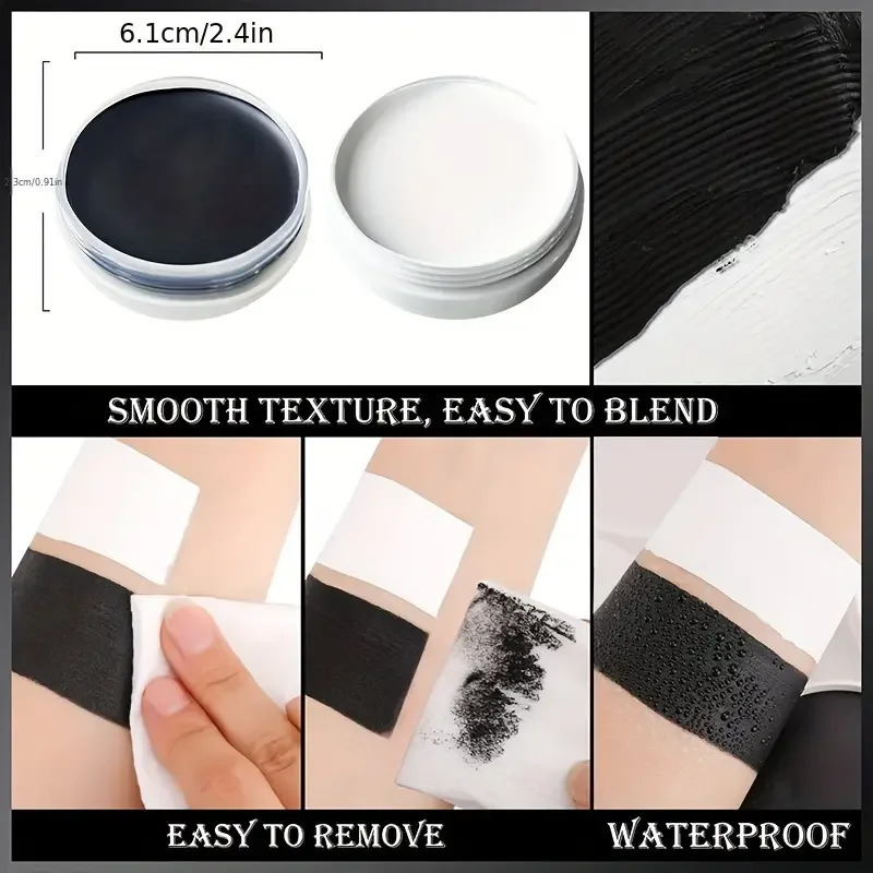 30G Water Monochromatic Body Paint Black And White Matching Makeup Face Paint Halloween Party Waterproof Makeup Body Painting 240626