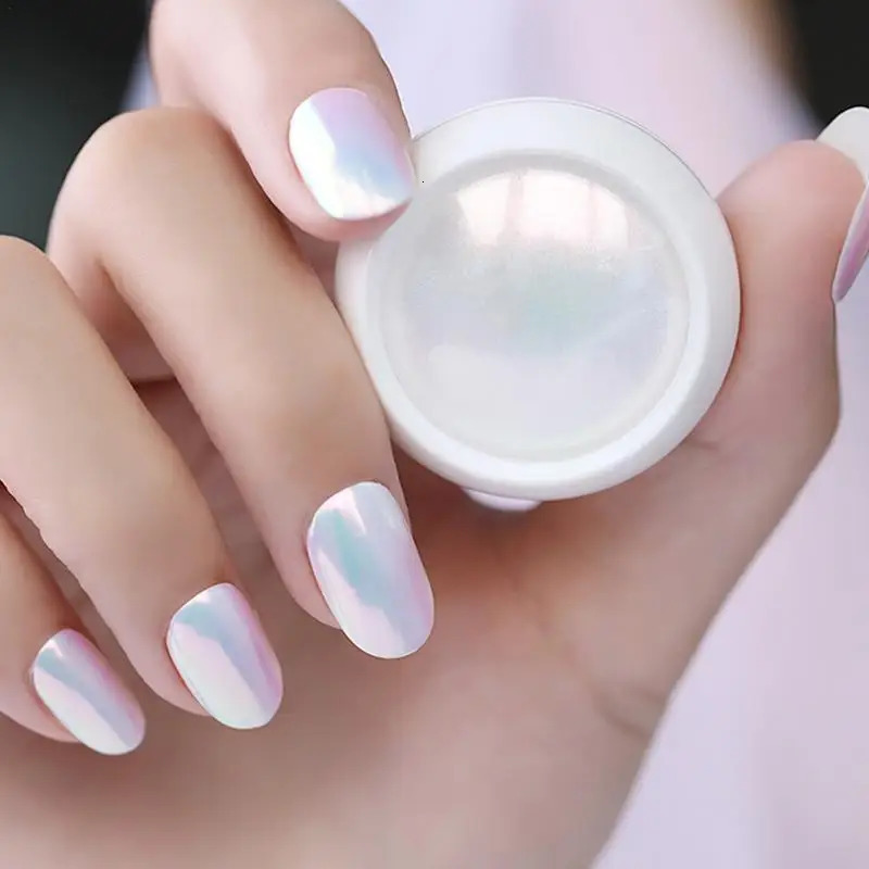 White Shell Mirror Powder Gradient Nail Glitter Pearl Pigment Magic Chrome Dust Manicure Neon Decoration DIY Nail Supplies 240625