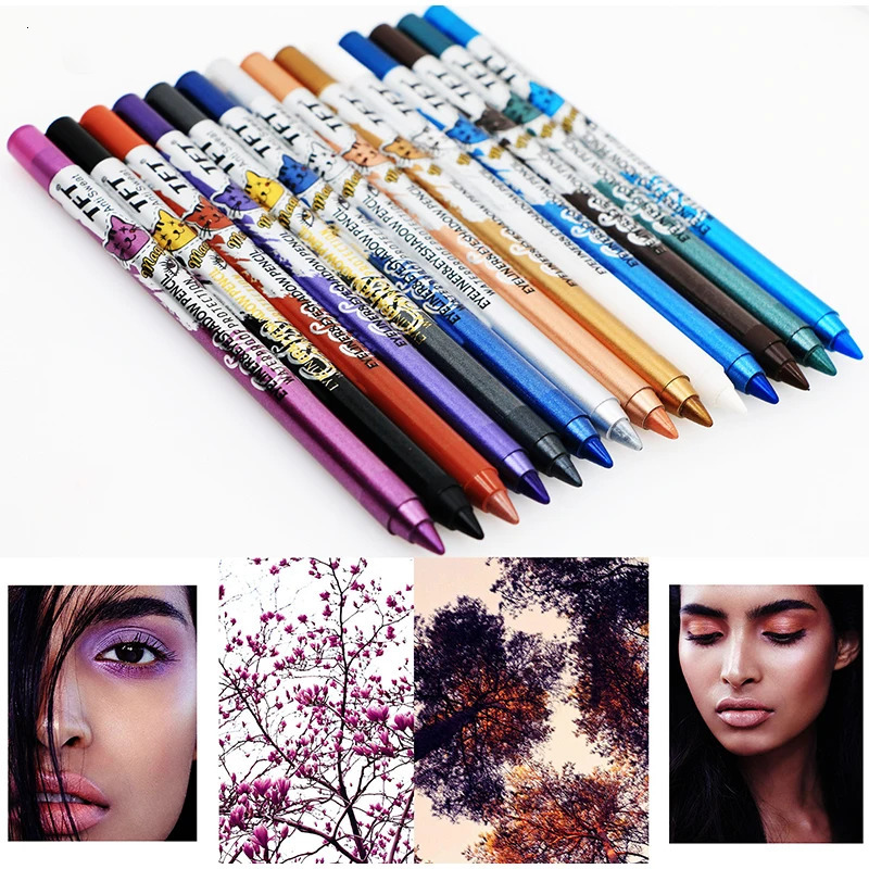 Quick-Dry Eyeliner Pencil Long Lasting Waterproof Eye Liner Pen Fashion Colorful Liquid Eyeliner Shiny Cosmetic 240625