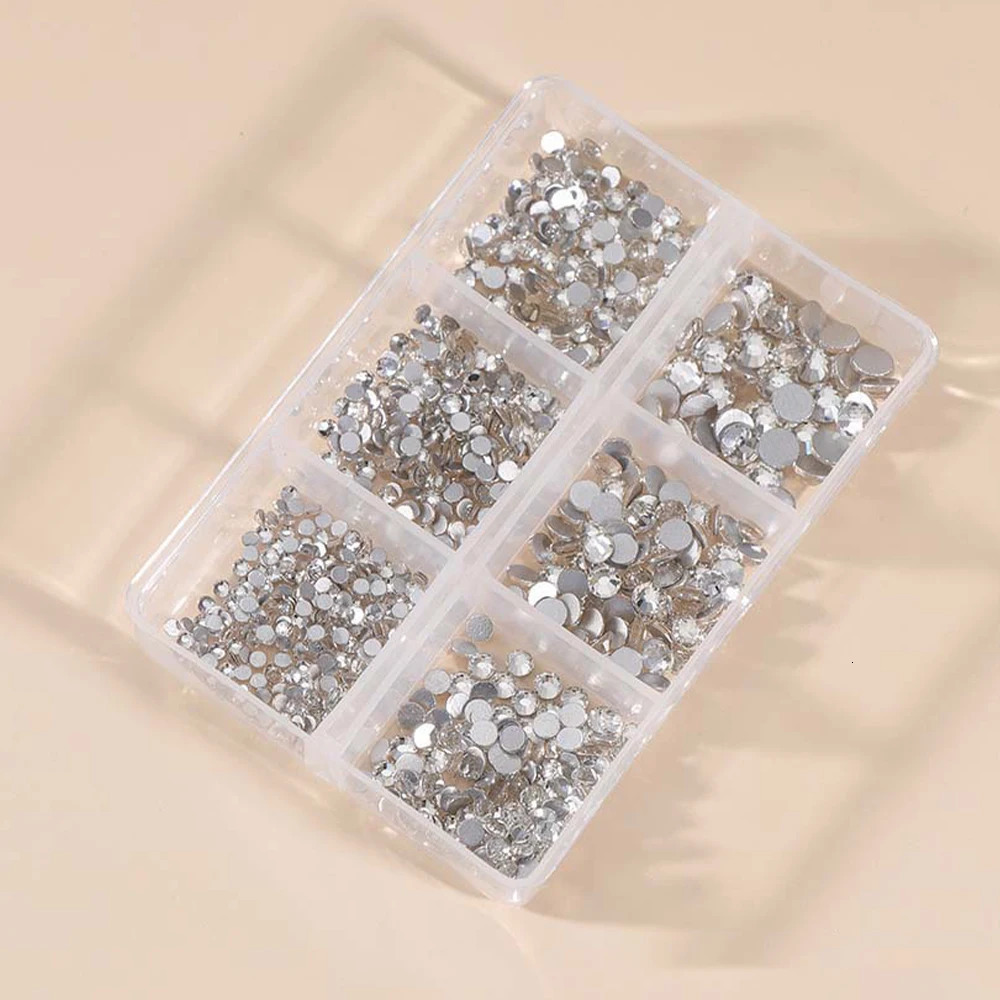 1 box of large-sized AB crystal nail water diamond flat bottomed crystal transparent diamond gemstone DIY nail art decoration tension stone 240625