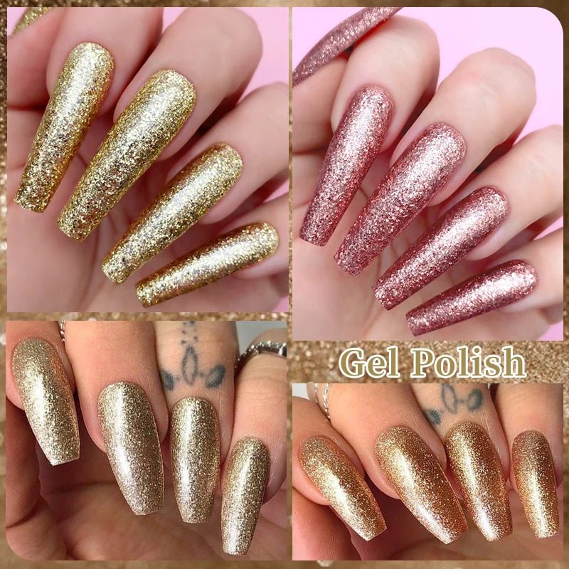 LILYCUTE 7ml Glitter Aurora gel nail polish Summer Gold Sequins Ergonomic Semi anent Soap Nail Art gel Clearcoat 240625