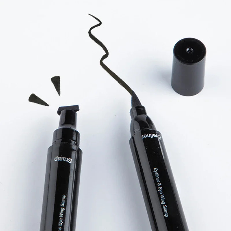 Black Double-ended Quick-drying Triangle Star Seal Eyeliner Pen Waterproof Lasting Non-smudge Liquid Eye Liner Pencil Cosmetic 240626