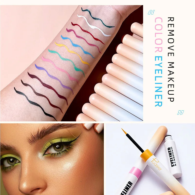 Pudaier 12 Color Liquid Eyeliner Shimmer Glitter Sexy EyeShadow Portable Waterproof Durable Eyeliner Women s Make Up 240626