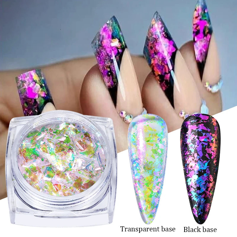 1 Box Chameleon Nail Glitter Flakes Irregular Sparkly Gradient Sequins Powder Aluminum Foils Gel Polish Nail Manicure Decoration 240625