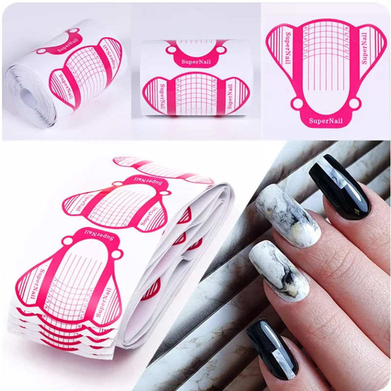 French Nail Form Tips Acrylic UV Gel Extension Curl Form Nail Gel Sticker Art Guide Mold Manicure Stencil Acrylic Tools 240625