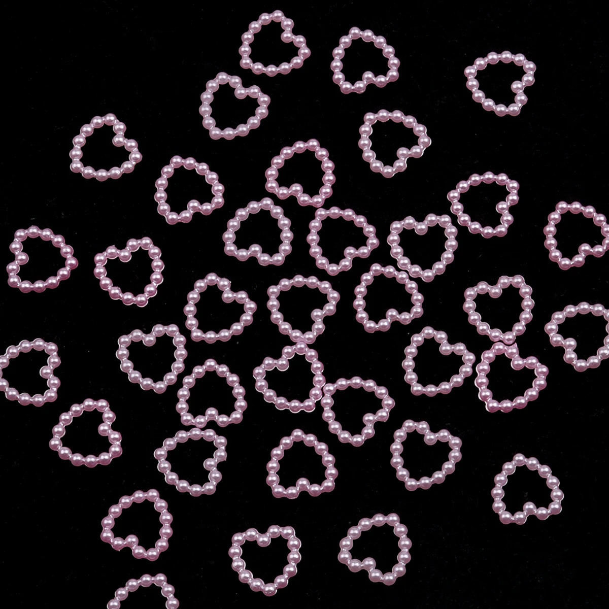 100 pieces of white purple pink heart-shaped pearl nail decoration with hollow charm loose 3D nail art accessories for womens nails NJ23911-6 240625