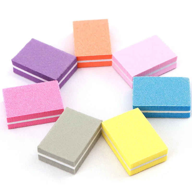 50pcs Double-sided Mini Nail File Blocks Colorful Sponge Nail Polish Sanding Buffer Strips Polishing Manicure Nail Art Tools 240625