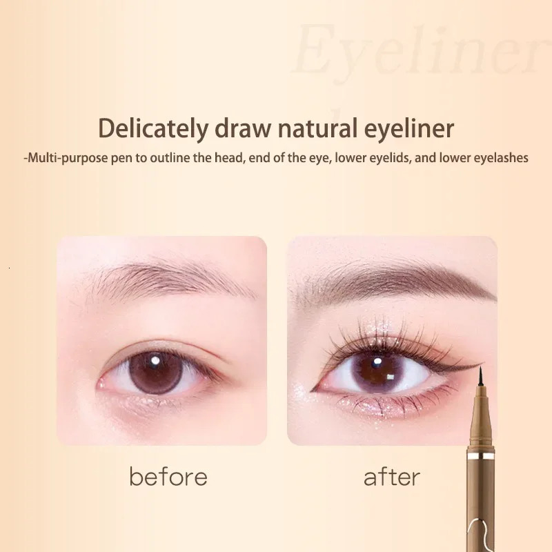 Ultra-fine Matte Liquid Eyeliner Pencil Waterproof Quick Drying Black Brown Lying Silkworm Lower Eyelashes Eye Makeup Eyeliner 240625
