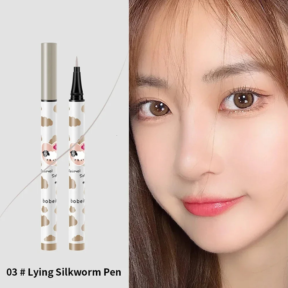 Waterproof Quick Dry Liquid Eyeliner Lying Silkworm Eyelash Pen Long-lasting Black Brown Eyeliner Pencil Beauty Eyes Makeup Tool 240625