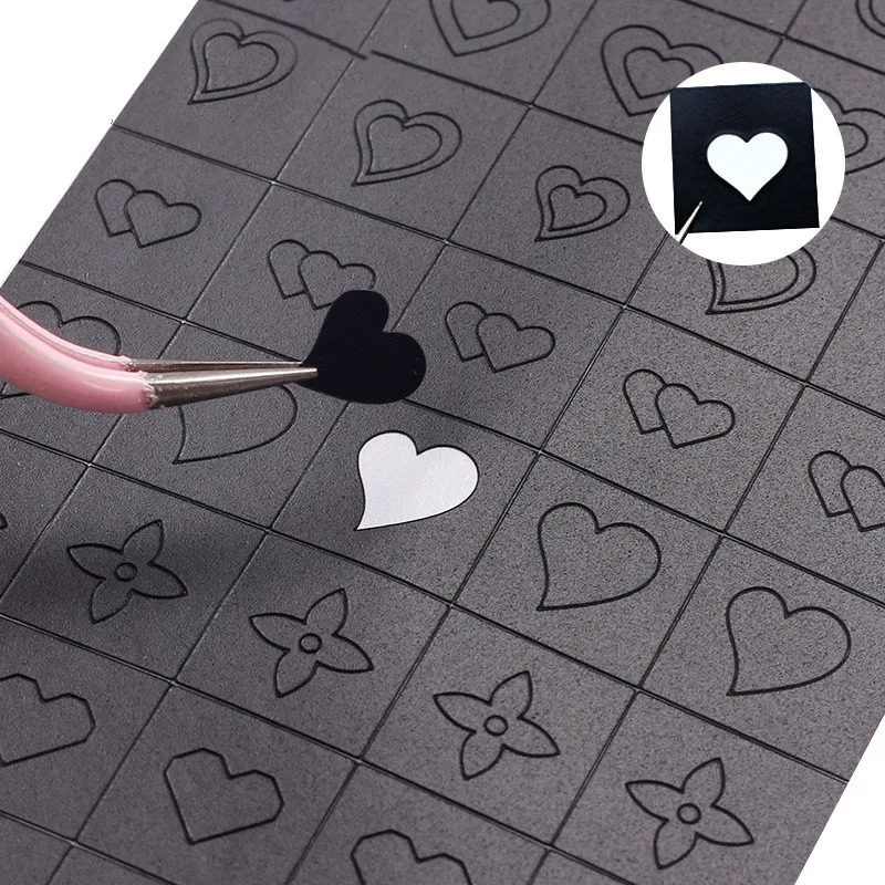 7 pieces of nail backing adhesive template stickers heart-shaped butterfly sliders hollow spray stickers French handpicked stickers 240625