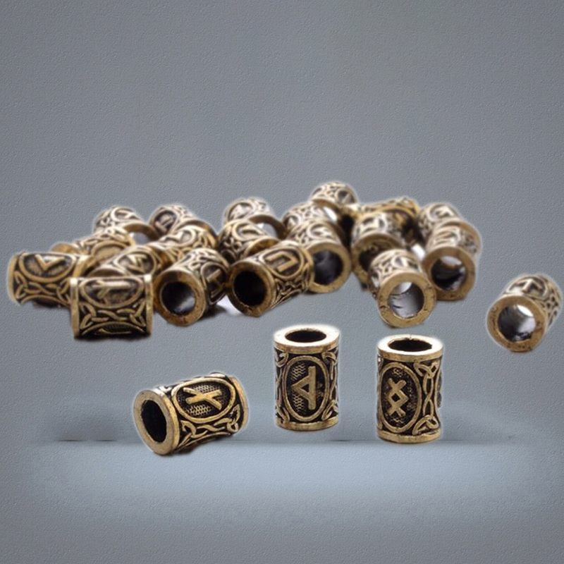 24pcs Top Silver Norse Viking Runes Charms Beads Findings For Bracelets For Pendant Necklace For Beard Or Hair Vikings Rune Kits
