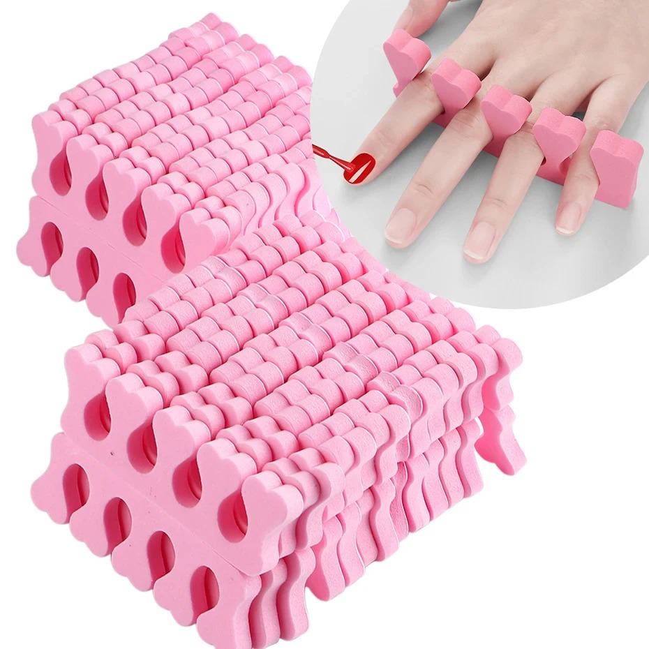 1020Pairs Pink Soft Sponge Finger Toe Separator For Nail Art Practice Manicure Pedicure Divider Holder Gel UV Polish Tools Foam 240625