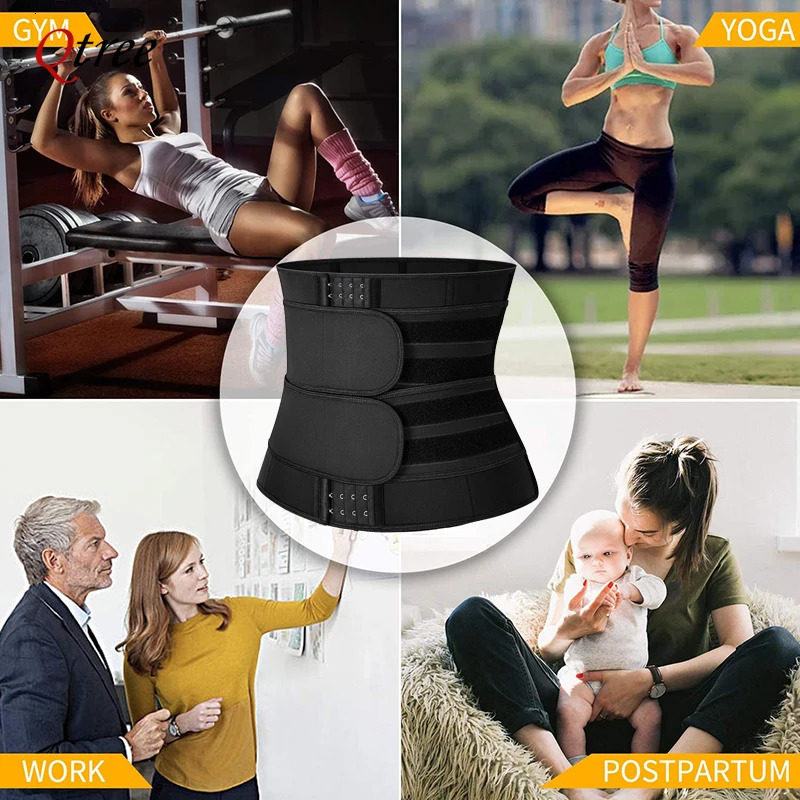 Qtree Plus Size Weight Loss Women Belly Cincher Body Shaper Corset Tummy Control Slimming Sweat Fat Burning Girdle Shapers Belt 240618