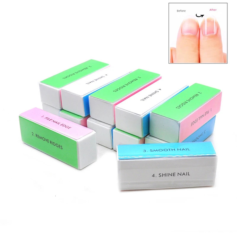 10 PCS Polishing Block 4 Face Colorful Sponge Nail Buffer Files Polisher Sanding File Manicure Accessories Tools For Nail Care 240625