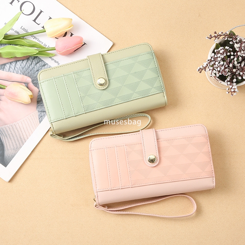 Fashionable women's high-end feeling new atmosphere retro style Korean wallet long wallet leather wallet classic and practical large capacity cha