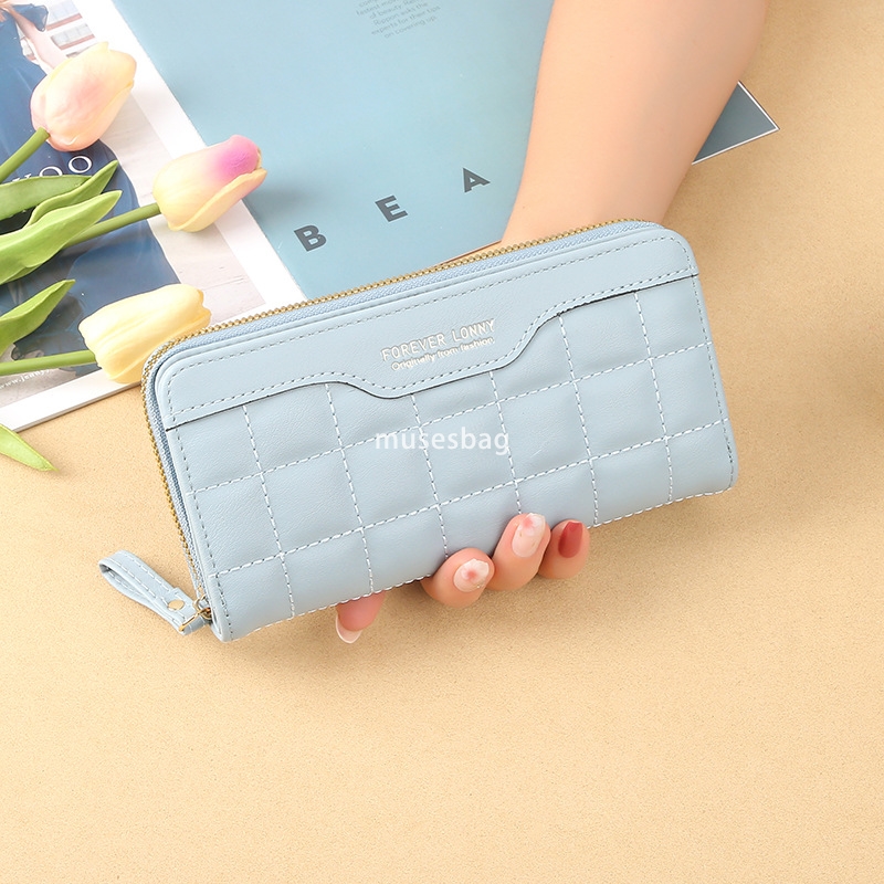 Fashionable women's high-quality wallet long new Korean version trendy and cute simple and fresh student three fold multifunctional zipper leathe