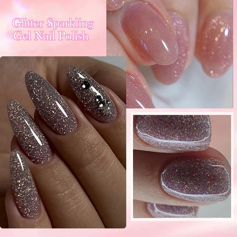 LILYCUTE Nude Glitter Color Glitter gel nail polish spring durable suitable for ergonomics 240625