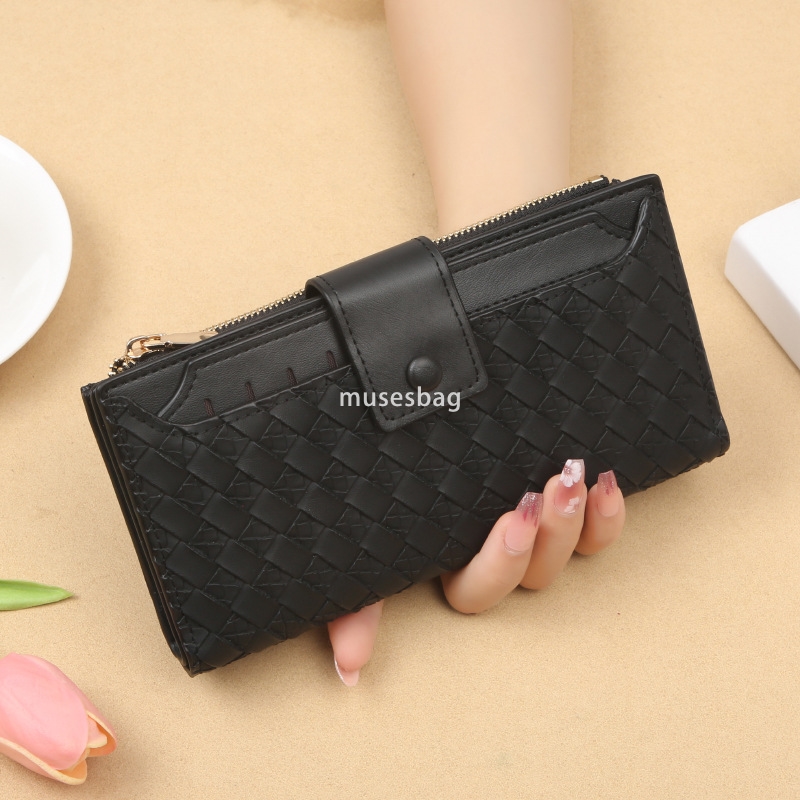 Fashionable Women's Designer New Classic Retro Wallet Long Zipper Woven Pattern Handheld Bag Practical Large Capacity Wallet with Multiple Card P
