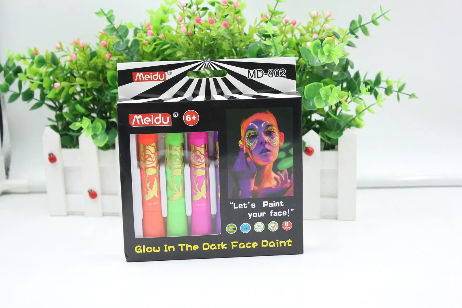 6Pcs Face Paint Crayon Vibrant Color Neon Body Paint Stunning No Odor Makeup Painting Face Body Paint Glow Stick Party Supplies 240626