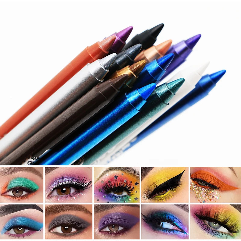 Quick-Dry Eyeliner Pencil Long Lasting Waterproof Eye Liner Pen Fashion Colorful Liquid Eyeliner Shiny Cosmetic 240625