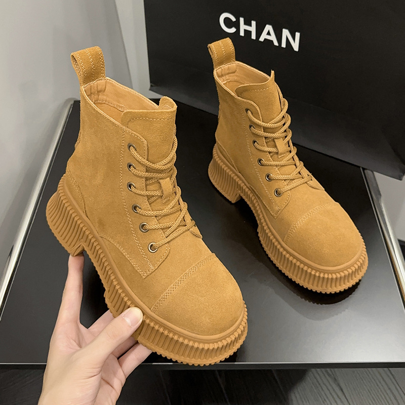 Sister Xuan Yi With The Big Yellow Boots British Style Retro Ankle Desert Tooling Leather Within Increase Martin Women Ddmysaturn