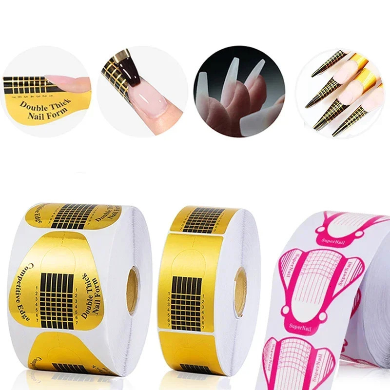 20-100Pcs French Nail Form Tips Acrylic UV Gel Extension Curl Form Nail Gel Sticker Art Guide Mold Manicure Stencil Acrylic Tool 240625