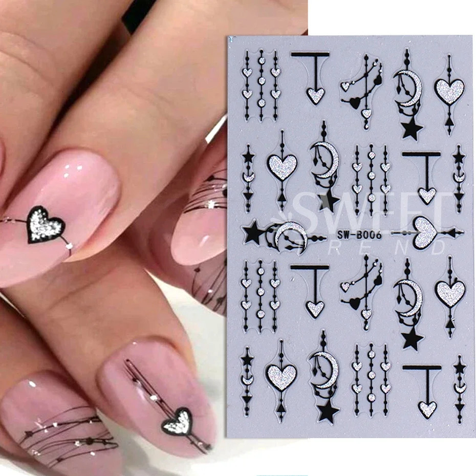 3D nail stickers flicker with beloved self-adhesive sliders nail art Valentines Day stickers DIY decorative accessories 240625