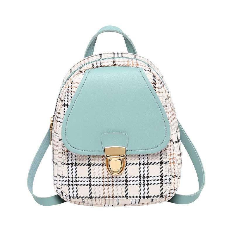 Fashion Girls Small Backpack Ladies Handbag Crossbody Clash Colour Mobile Phone Bag PU Material Lattice Printing Version H6.26#9.68 ddmy 8a56